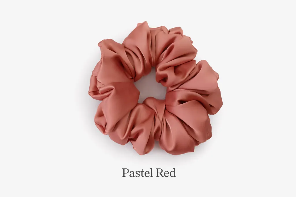 Pastel Red Satin Scrunchies.webp